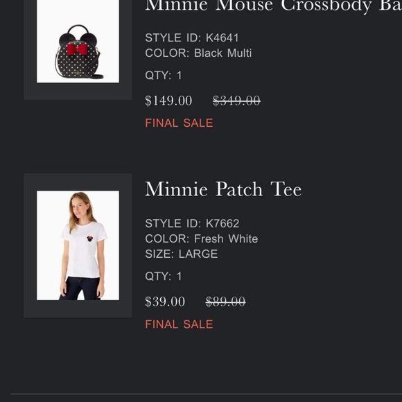 SOLD Kate Spade x Minnie mouse like NEW - Picture 3 of 3